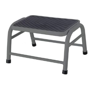 Metal Silver Step Stool with Black Rubber Mat 