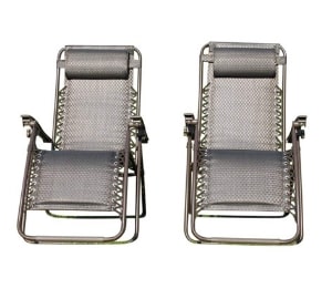 SET OF 2 Padded Garden Sun Lounger Relaxer Recliner Chairs